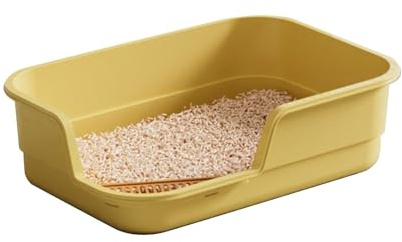 Generisch 2026 Extra große Katzenstreu für Hauskatzen -Hunde, hohe Streuung, halbgeschlossene Haustiertoilette Kunststoff, langlebig, reinigen, Heimtierbedarf (Yellow, 49x35.5x13cm)
