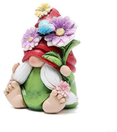 Gnomo ornamentale da giardino in resina per interni ed esterni, statuetta da prato con dettagli artistici, perfetto per patio o giardino (tappo rosso)