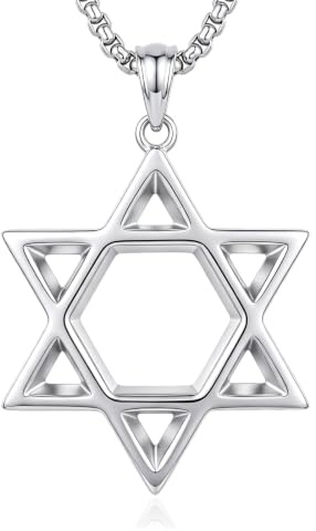 PDTJMTG Davidstjärna kedja 925 sterlingsilver oxiderad Davidstjärna hänge för kvinnor män