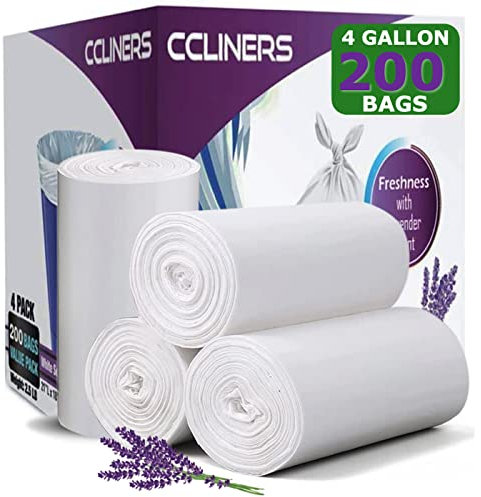 Lot de 200 sacs poubelle CCLINERS pour salle de bain Blanc 15 litres parfumé lavande