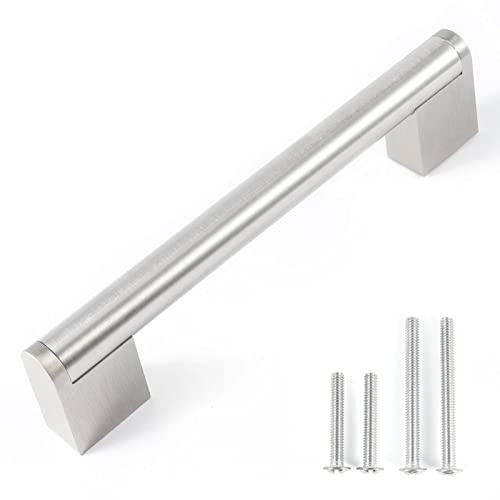 FULGENTE 10 Stück Satinierter Nickel Möbelgriffe 128mm Edelstahl Chrome Küchengriffe für Küche Kabinett Schlafzimmer Schranktür Griffe Möbel Türknauf Kleiderschrank Zieht Schubladengriff