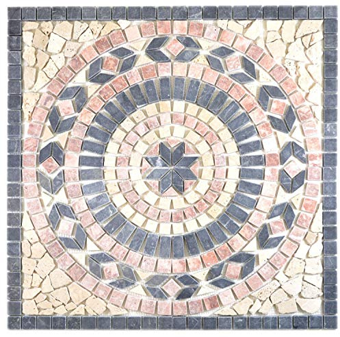 Mosaico de piedra natural grande, travertino, color negro y beige, para decoración de pared, baño, baño, cocina