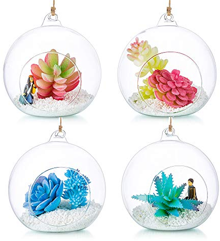 Terrarium en Verre Suspendu 4 Pièces Grande Ouverture Vase Plante Boules 12cm Fleur Vase Pot Boules De Verre Creativesverre la Conception de Bricolage de Jardin de Mariage à la Maison