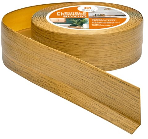 Quest Weichsockelleiste PVC 50x20 mm selbstklebend - Eiche, 20 m | Flexible Knickleiste & Abschlussleiste, für Küche, Bad & Wohnraum, Montage ohne Bohren, schmutzabweisend