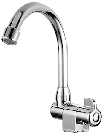 Klappbarer Wasserhahn, 360-Grad-Drehung RV Caravan Camper Wasserhahn, Durable Marine Camping Einhand Wasserhahn Kaltwasserhahn für Küche, Wohnwagen, Yacht, Badezimmer(Silber-)