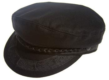 Aegean Authentic Greek Fisherman's Cap - Wool - Black - 6 7/8 - (21 5/8 Inches - 55 cm)