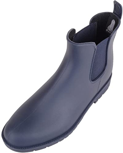 ABSOLUTE FOOTWEAR Leah Womens Ankle Waterproof Rubber Wellington Rain Boots, Navy, UK 5