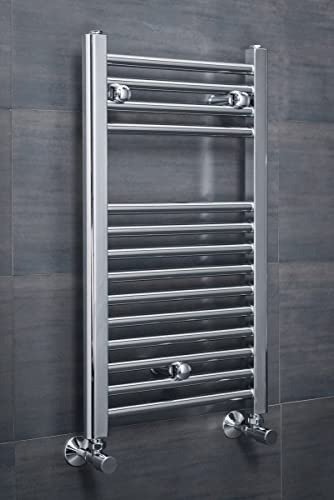 Warmehaus Contemporary Straight Heated Towel Rail Chrome 700 x 400mm | Bathroom Ladder Radiator, Towel Warmer Central Heating, Wall Mounted, Steel, Corrosion Resistance, Include Wall Brackets