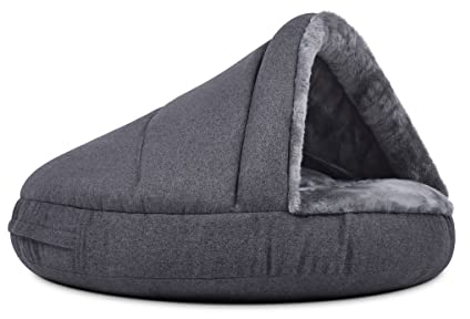 Mypado Shell Hundehöhle mit Kuschelfell und Dachstabilisierung, M