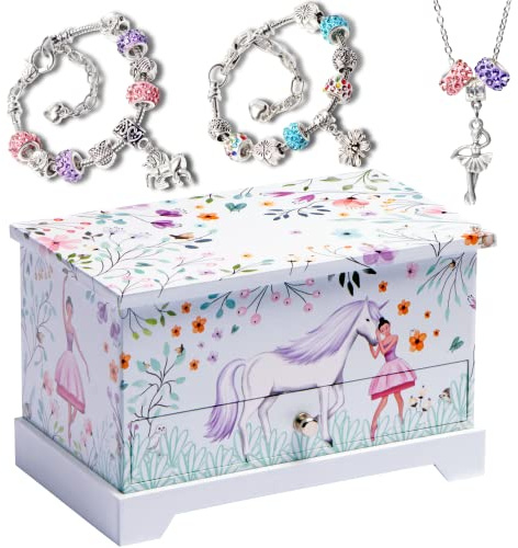 ABI + OLIE Ballerina Unicorn Kids Jewelry Box for Girls & Little Girls Jewelry Box Organizer - A unicorn music box gift