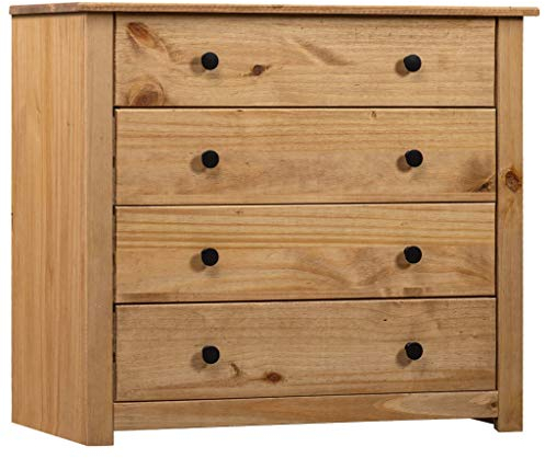 Makastle Kommode mit 4 Schubladen Mehrzweckschrank Sideboard Aufbewahrungsschrank Schubladenschrank für Wohnzimmer Esszimmer Schlafzimmer Flur, 80x40x73 cm Panama-Kiefer