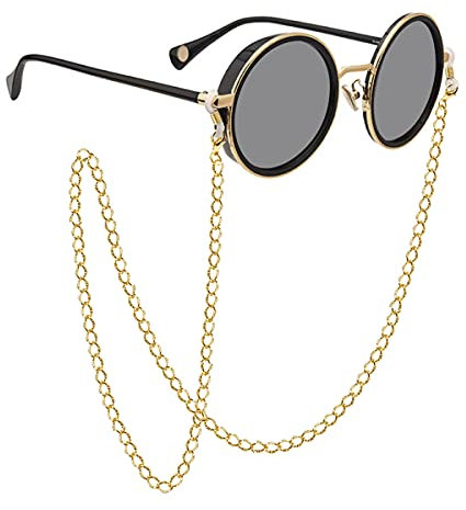 DNLKWGO Metall-Brillenkette, einfaches Umhängeband, Lesebrillen-Halter für Damen und Herren, Gold, EinheitsgröÃŸe