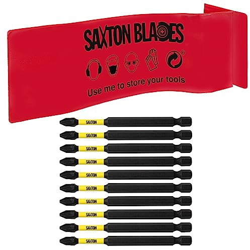 10 x Saxton PZ2 89mm Long Magnetic Impact Duty Screwdriver Pozidrive Drill Driver Bits for Dewalt Milwaukee Bosch Makita etc
