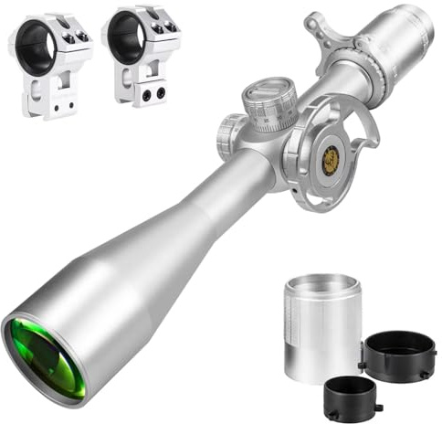 WestHunter Optics HD-N 4-16x44 FFP Precisión Miras Telescópicas, Exclusivo para Competiciones Deportivas de Larga Distancia | Silver, Dovetail Kit B