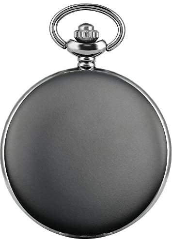 LIDCOM Reloj de Bolsillo de Cuarzo con Texto fotográfico Impreso Personalizado de Doble Cubierta con Regalos para Pareja, Amigos, niños, Negro Mate