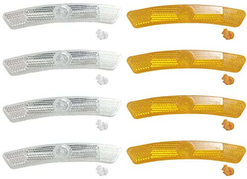 MUEEAD 8pcs Bicycle Reflectors, Spoke Reflectors, Cat Eye Reflectors,Suitable for bicycles with spoked wire wheels (Yellow, White)
