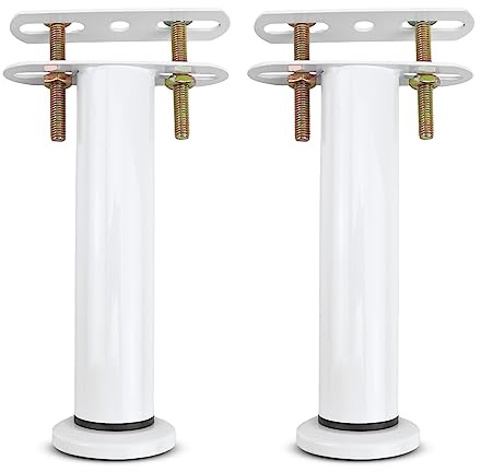 Terdey Bed Support Legs, Metal Adjustable for, Heavy Duty Center Frame Middle Reinforce Circular Bottom Extendable Slat Leg Cabinet Sofa Replacement Parts (White 2 Pcs), 18 x 30 cm