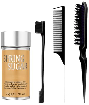 SPRINGSUGAR hårvax-set, slät vaxpinne för hårkontroll, hårstylingkam för frissigt hår och peruker, icke-feta släta hårstylingprodukter
