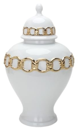 Pot de Gingembre Pot De Gingembre En Céramique, Vase À Fleurs, Style Chinois Ancien, Pot De Temple Créatif, Pot De Gingembre En Porcelaine Pot de Gingembre Vase ( Color : White , Size : 26*45cm )