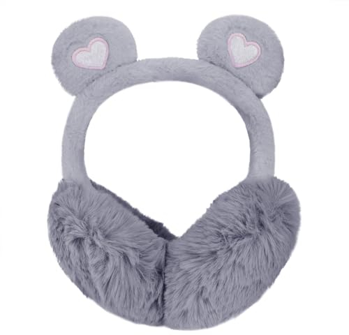 JIAHG Damen Winter Ohrenschützer Mädchen Warme Plüsch Ohrenwärmer verstellbar Outdoor Ohrabdeckungen Ohrwärmer Kinder Mädchen Jungen Earmuffs (Kleiner Bär, grau)