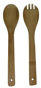 hausleben Salatbesteck | 30 cm | Natur | Bambus | umweltfreundlich | Küche | 2er Set