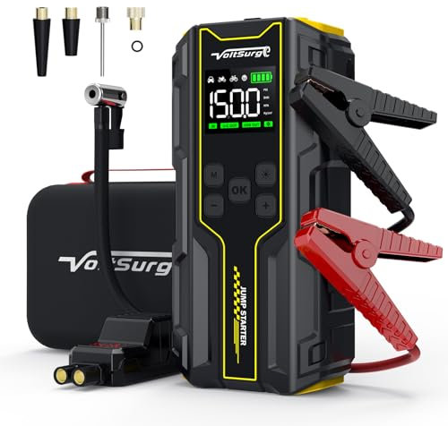 Avviatore Emergenza per Auto, 7000A Booster Avviamento Auto/Moto con Compressore da 150PSI, 12V Avviatore Batteria Jump Starter (Fino a 10L Benzina e 8L Diesel) DisplayDoppia USB, Torcia a LED