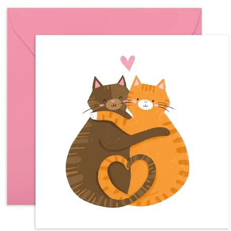 CENTRAL 23 Tarjetas de aniversario para esposa, marido, gatos enamorados, tarjeta de amor para ella, él, mejor amigo, tarjeta de San Valentín para novia, novio - Viene con pegatinas