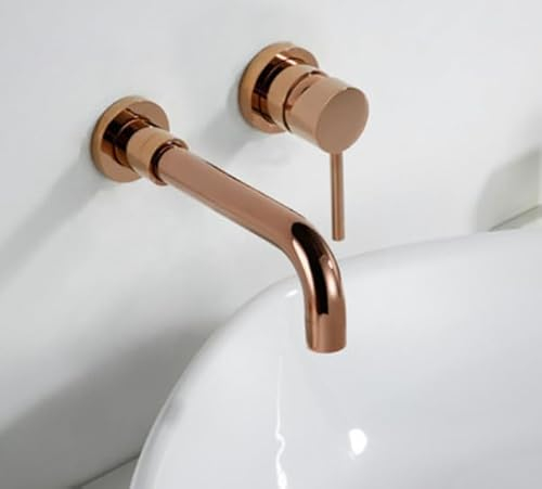 Grau heiß und kalt in die Wand Waschtischarmatur hängende Wandauslaufbecken Unterputzarmatur, Roségold