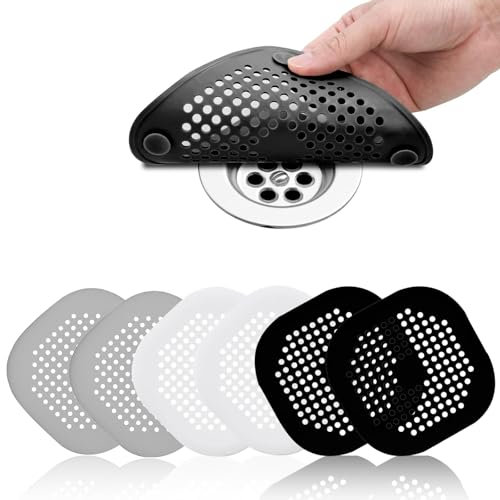 WJUAN 2 Pièces Filtre Evier Cuisine, Grille Douche Anti Cheveux Anti Colmatage, Filtre Lavabo Plastique Épais, Durable et Facile à Nettoyer, Adaptée à Cuisine, l'évier, Salle de Bain (14,5 x 14,5cm)