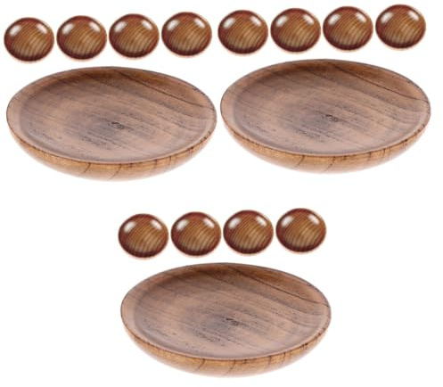 Alipis Lot De 3 Soucoupes Rondes En Bois Pour Sushis Assiettes À Sauce Mini Bols Pour Collations 5 Pièces X 3