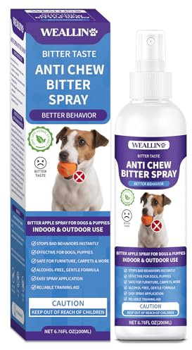 WEALLIN Bitterspray Hund, 200ml Bitter Spray für Hunde, Anti Chew Spray, Fernhaltespray für Hunde, Schützt Möbel & Schuhe, Sicher für Innen- und Außenanwendung