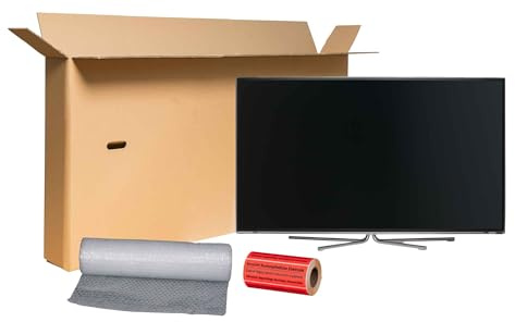 karton-billiger | Embalaje para TV Caja de cartón de envío para televisor/TV hasta 60 -SET - 1600x200x800mm - Tamaño para cinturón DHL - SET 3 piezas