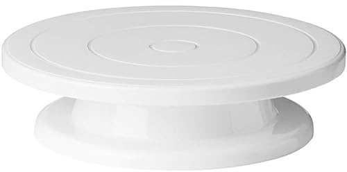 Alzata girevole per torte, 27,9 cm, girevole senza intoppi, per cuocere cupcake, biscotti e muffin, colore bianco