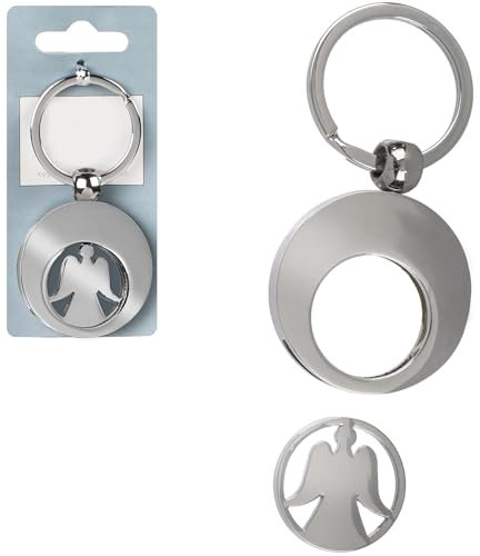 Porte-clés jeton de caddie ange gardien - Jeton de caddie porte clef, porte-clé porte-bonheur, cadeau ange de noël, jeton caddie métal original