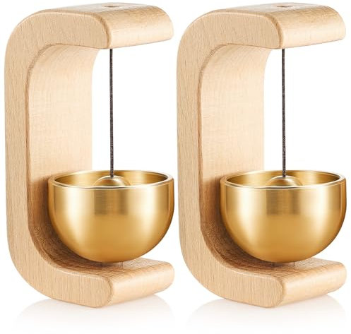 Zonon 2 Pcs Magnetic Wooden Wind Chime Doorbell Decoration Shopkeepers Bell for Door Opening C Shape for Housewarming Gift Refrigerator Room Garden Restaurant (Nature Beech)