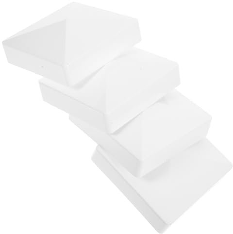 POPETPOP 4pcs Pvc Fence Post Caps 4 Inch Weatherproof Vinyl Piling Post Toppers Protective Plastic for Outdoor