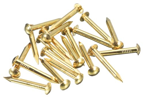 sourcing map 15Pcs Small Tiny Nails 2.8x25mm(DXL) Tiny Brass Nails Hardware Round Head Brass Nail for Wooden DIY Projects Decorative Boxes Household, Brass Tone