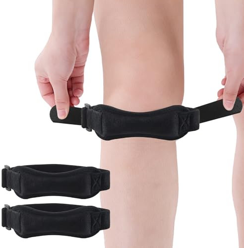 wilcractk Genou pour Tendon Rotulien 2 Sangles Classique, Genouillere Sport(Noir), Sangles de Genou pour Soulager Genouillere Maintien Genoux Genoux Conçu pour le fitness, le Basket-Ball et la