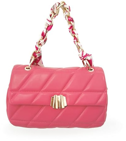ANGELO Borsa a Tracolla da Donna, Borsetta a Mano Trapuntata con Catena e Foulard, Piccola Borsa Messenger in Pelle PU, Pochette Hobo a Spalla Elegante con Chiusura Magnetica e Zip
