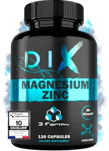 Magnesium Bisglycinat DIX ZMB Zink Vitamin B6 120 Vegankapslar | Tre kelaterade former plus malat och citrat, med bioaktivt P5P, för muskelfunktion, nervsystem och mindre trötthet