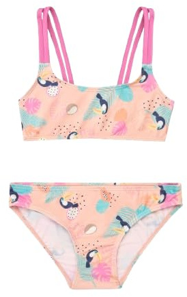 40º Grados - Bikini Niña con Doble Tirante Fino | Coral Tucanes | Talla 10 años