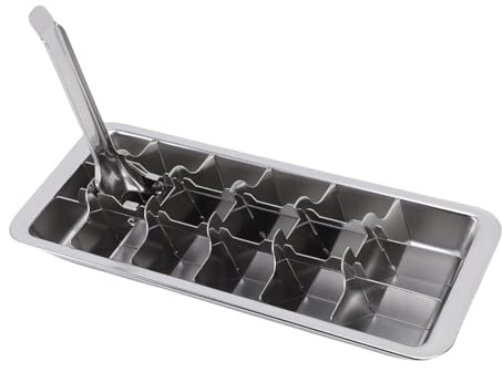 VBESTLIFE Stainless Steel Ice Cube Trays, Metal Ice Cube Trays for Freezer Vintage Inspired Design with Release Lever Remove Handle for Home, Kitchen & Bar