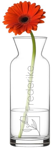 polar-effekt Vaso per fiori in vetro, 25 cm, trasparente, con incisione, vaso in vetro personalizzato con nome, regalo di compleanno e festa della mamma, vaso per tulipani e orchidee