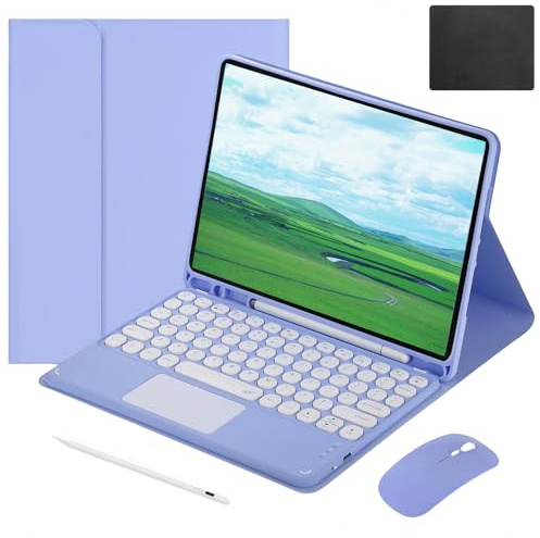 Funda Teclado para iPad Pro 12.9 6ª/5ª/4ª/3ª generación con ratón, Teclado inalámbrico Desmontable magnético con lápiz para iPad Pro 12.9 Inch 2022/2021/2020/2018