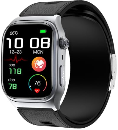 Domars Smartwatch con Analisi Pressione Sanguigna Abilitata alla Pompa, Orologio Schermo AMOLED HD da 2.06 Pollici, Informazioni ECG, Modalità di Movimento Multiplo AI, Batteria da 530 mAh (Nero1)