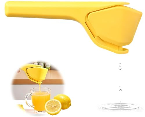 Lemon Squeezer Manual Citrus Juicer, Effortless Hand Press Lime and Orange Squeezer, Foldable Fruit Juicer with Max Extraction, Easy to Clean Kitchen Gadget, Yellow