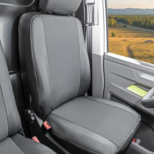 ACTIVline Premium-Passform Schonsitzbezug für Volkswagen Transporter T6 ab 2016 – Fahrersitz, mit Airbagfunktion, robuste Sitzbezüge in Schwarz – Made in Germany
