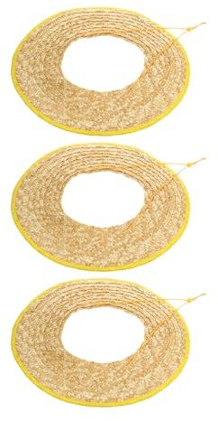 HOLIDYOYO Juego de 3 Viseras para Casco de Seguridad de Paja Transpirables Parte Superior Diámetro 45 CM Protección Solar de ala Ancha y Cobertura para Cuello Ideales para Trabajos y