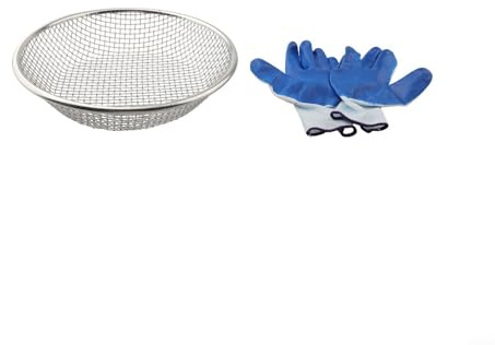Besttoolifes Tamiz de compostaje de tierra de arena para jardinería para cubos de 5 galones con pantallas y guantes de 2 mm/6 mm/10 mm, malla de alambre de hierro galvanizado resistente (naranja)
