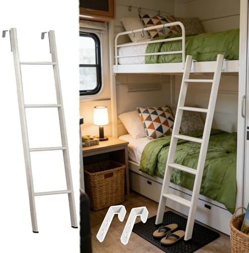 Scaletta Letto a Castello Scale Rimovibili Bianche Letto Castello Singolo/Scala Solo Il Lato Anteriore Letto Castello Singolo Sopra Letto Matrimoniale, Scaletta Metallo Soppalco Camper(135cm/53)